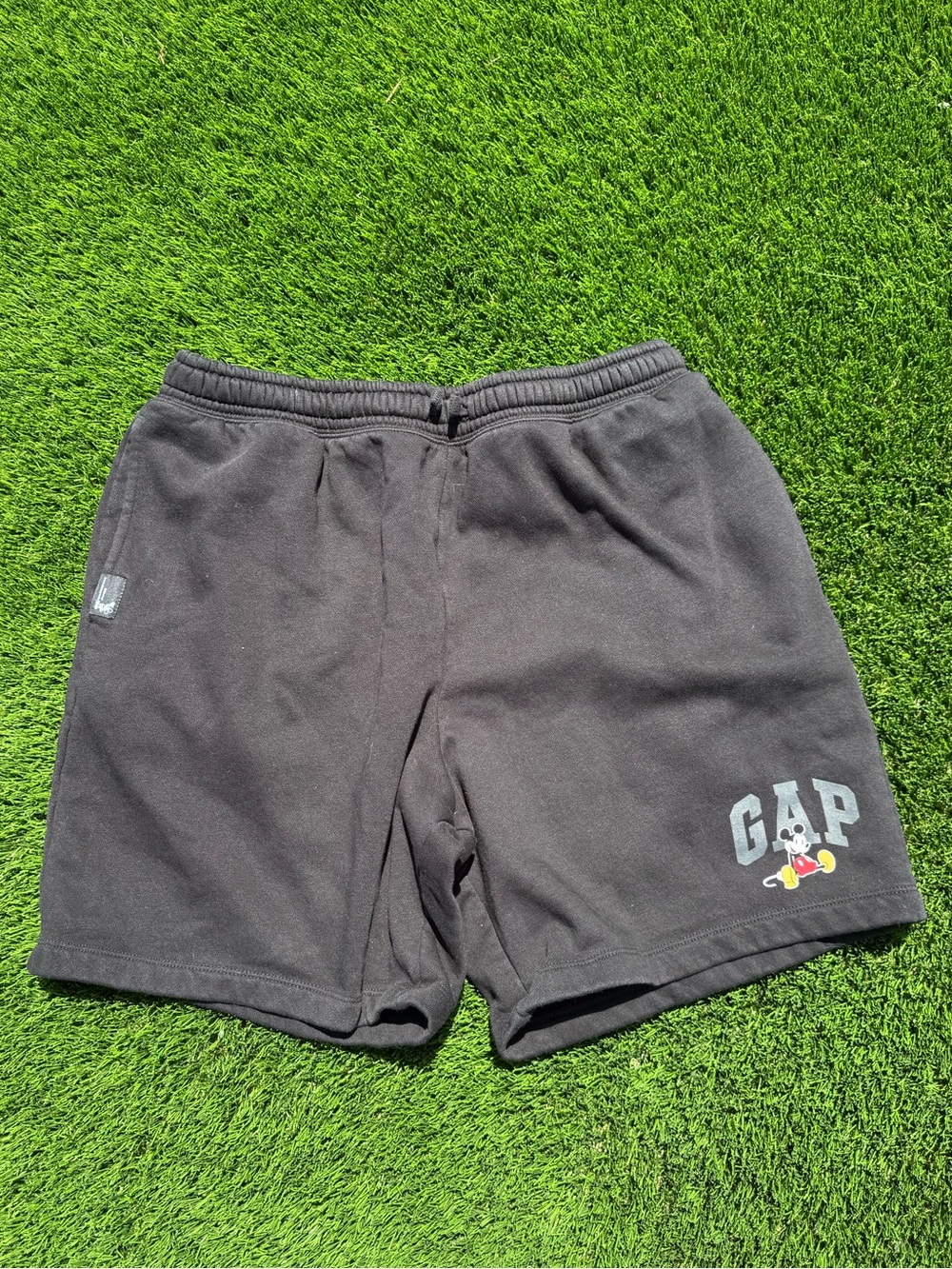 GAP x Disney Mickey Black Athletic Shorts with Logo Patch